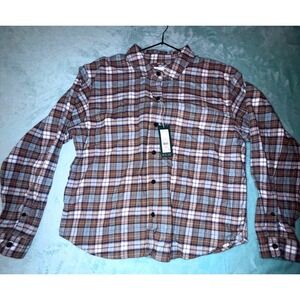 Alpine Design Flannel Shirt Women L NWT Brown Fall River Plaid Midweight Hike